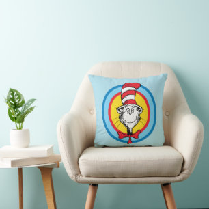 Coussin Dr. Seuss Graphisme de tête de Chat dans le Chap