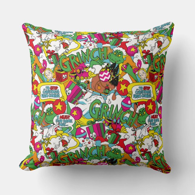 Coussin Dr. Seuss | Grinch Motif Coloré (Recto)