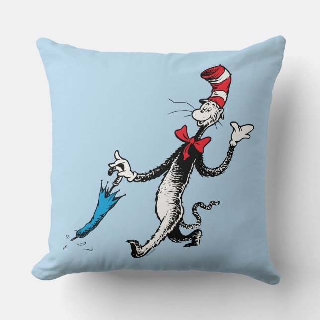Coussin Dr. Seuss | Le Chat Chapeauté Marche au Parasol (Recto)