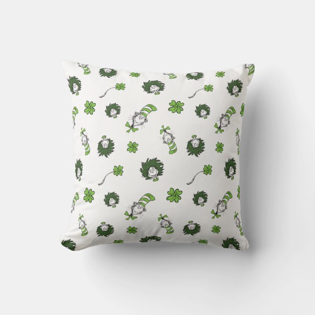 Coussin Dr. Seuss | Motif trèfle du Chat dans le Chapeau (Recto)