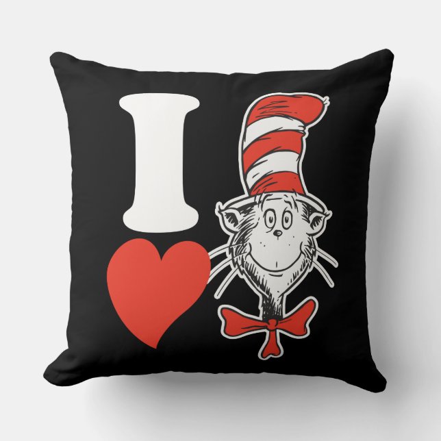 Coussin Dr. Seuss Saint-Valentin | J'adore le Chat dans le (Recto)