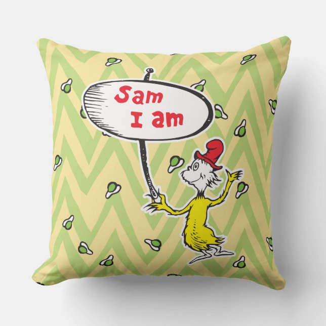 Coussin Dr Seuss| Symbole de retenue Sam-I-Am (Recto)