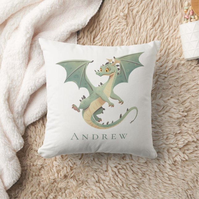 Coussin Dragon avec nom en monogramme pour chambre de garç (Couverture)
