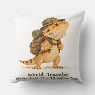 Coussin Dragon barbu d'art voyageur mondial 