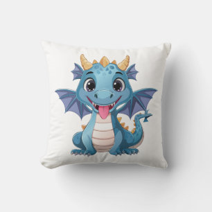 Coussin dragon bleu