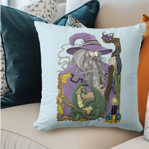 Coussin Dragon Celtique Fantastique Violet Magicien