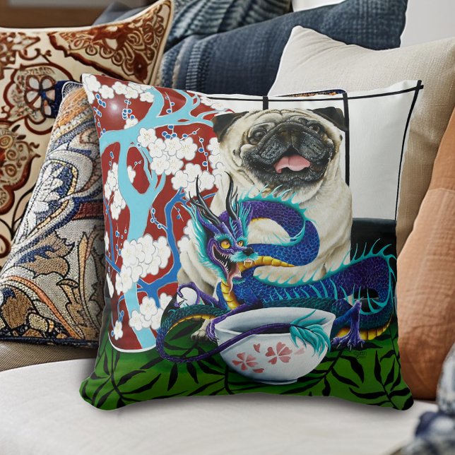 Coussin Dragon chinois de Chien carlin (Créateur téléchargé)