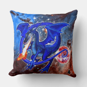 Coussin Dragon cosmique azurite
