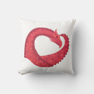 Coussin Dragon de coeur rouge en blanc