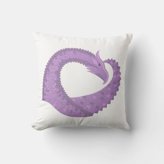 Coussin Dragon de coeur violet de lavande blanc (Recto)