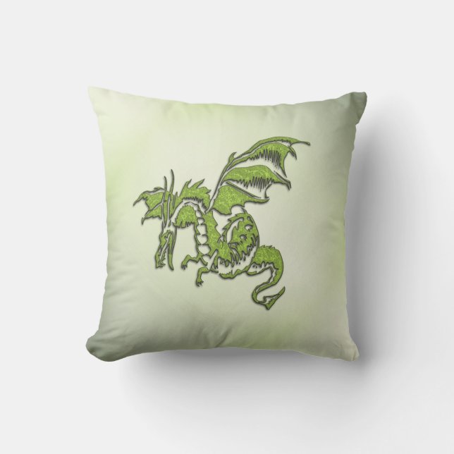 Coussin Dragon de combat vert (Recto)