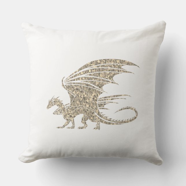 Coussin Dragon de mosaïque Extraordinaire Golden (Recto)