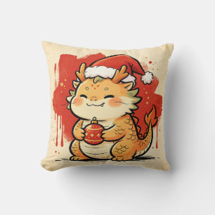 Coussin Dragon de Noël du zodiaque chinois