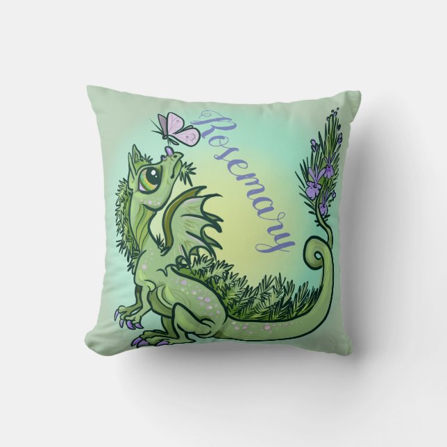 Coussin Dragon de petite herbe ~romarin (Recto)