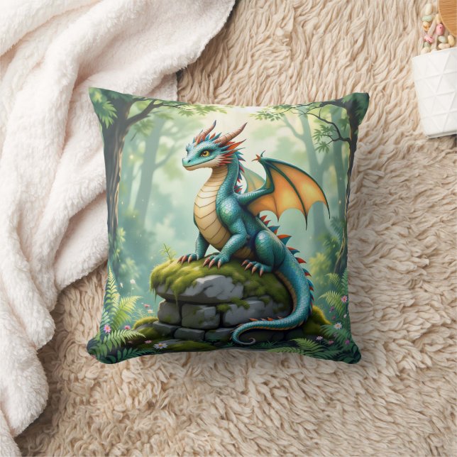 Coussin Dragon de Whimsical sur pierre antique (Couverture)