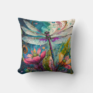 Coussin Dragon d'encre et d'aquarelle de stylet