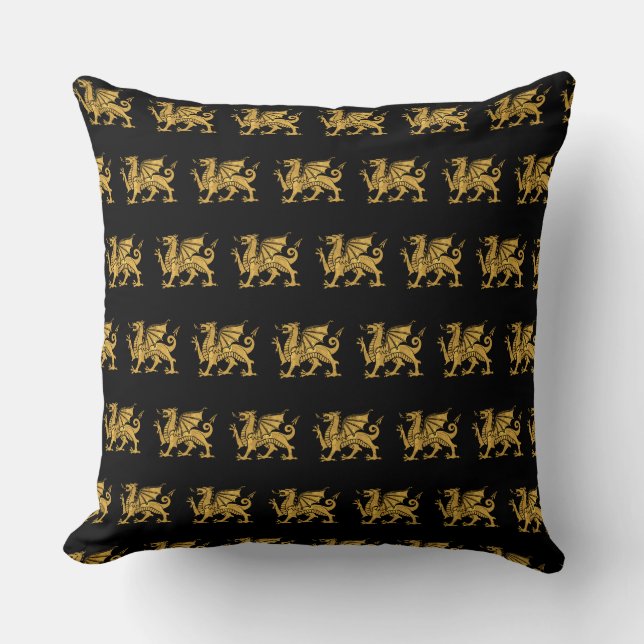 Coussin Dragon d'or noir (Recto)