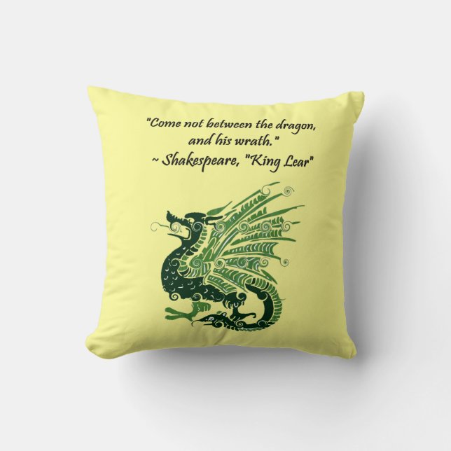 Coussin Dragon et sa colère Shakespeare King Lear Dessin (Recto)