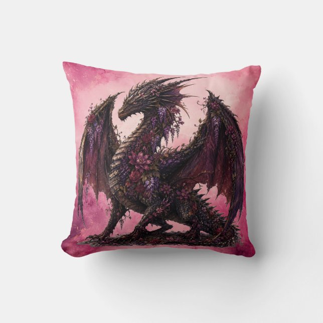 Coussin Dragon Fleur | Dragon Fantastique Botanique (Recto)