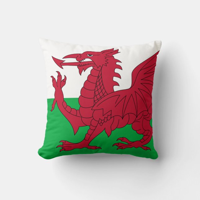 Coussin Dragon gallois ~ Drapeau du Pays de Galles (Recto)