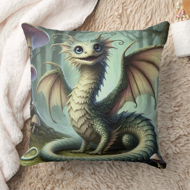 Coussin Dragon Jabberwocky Mignon Créature Fantastique Art (Couverture)
