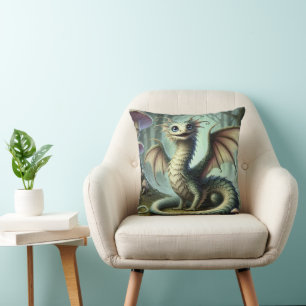 Coussin Dragon Jabberwocky Mignon Créature Fantastique Art
