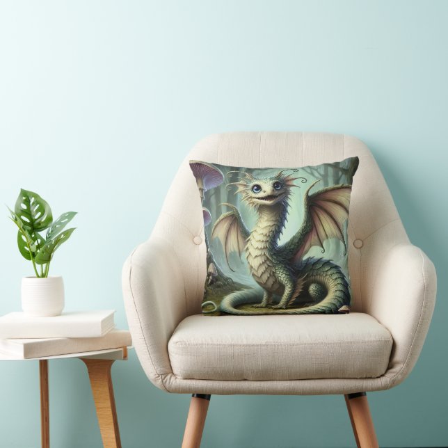 Coussin Dragon Jabberwocky Mignon Créature Fantastique Art (Chaise)