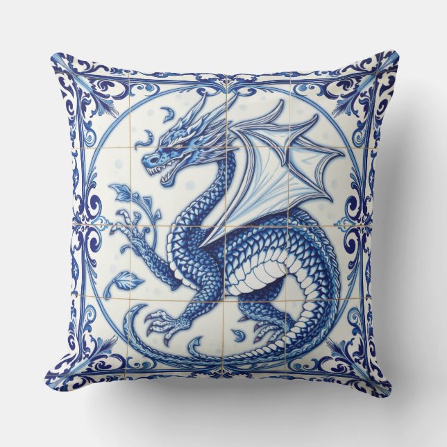 Coussin dragon lune saphir  (Recto)
