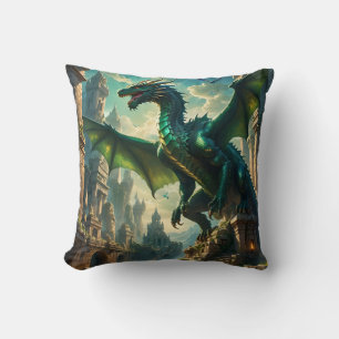 Coussin Dragon mystique sur les ruines antiques
