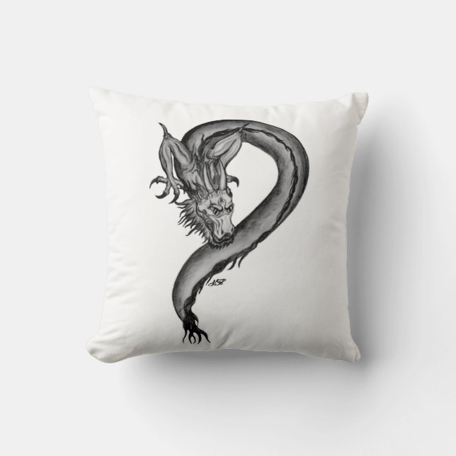 Coussin Dragon noir et blanc (Recto)