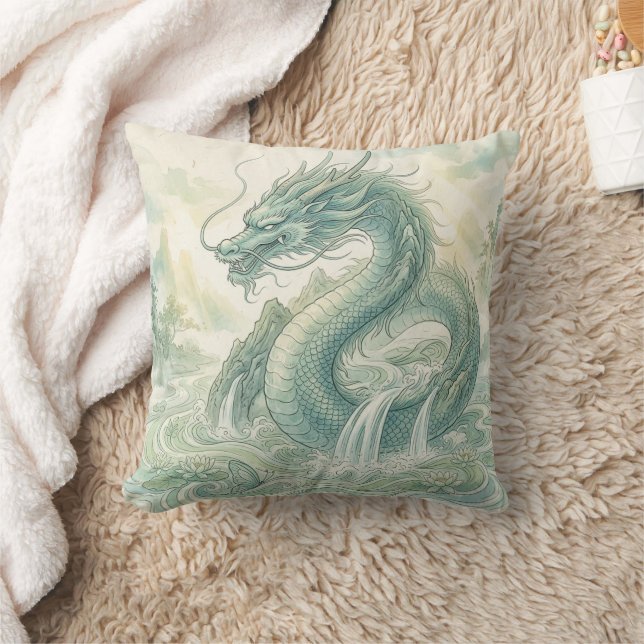 Coussin Dragon Renard Mystique Art Aquarelle (2) (Couverture)