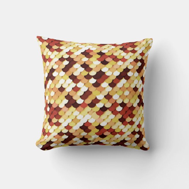 Coussin "Dragon Scales" - chocolat, tan, rouille et crème (Recto)