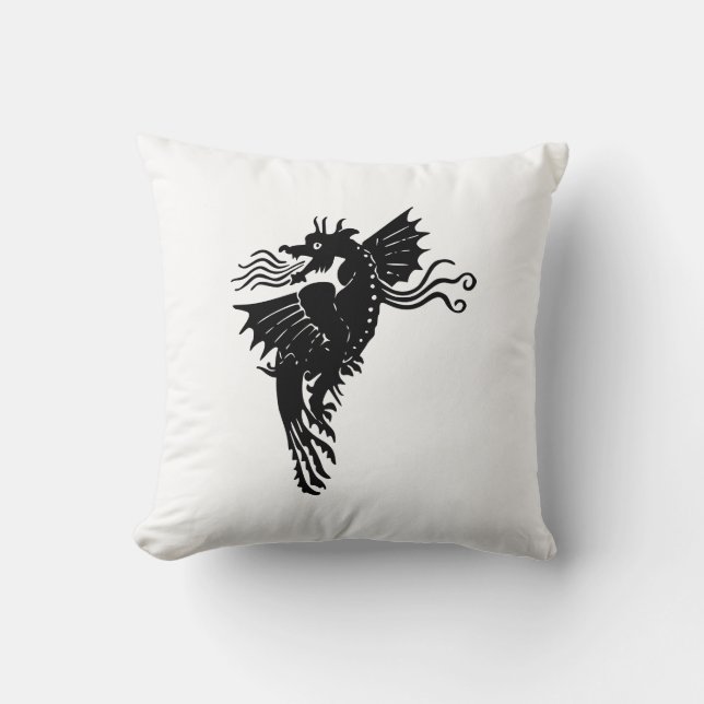 Coussin Dragon Silhouette Spirit Animal Totem Emblem (Recto)