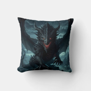 Coussin Dragon sombre et médiéval