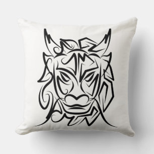 Coussin Dragon tribal noir et blanc