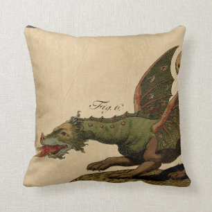 Coussin Dragon vert médiéval Vintage