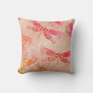 Coussin Dragonflies Boho en rose