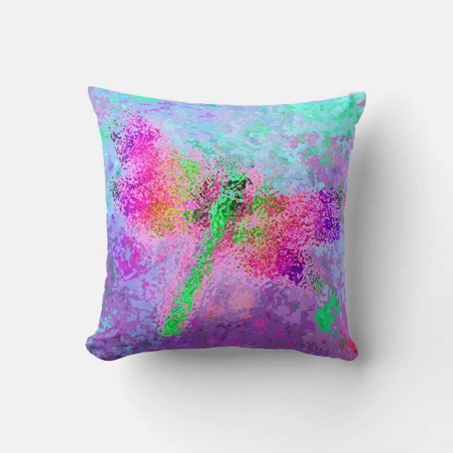 Coussin Dragonfly Abstrait Art numérique rose (Recto)