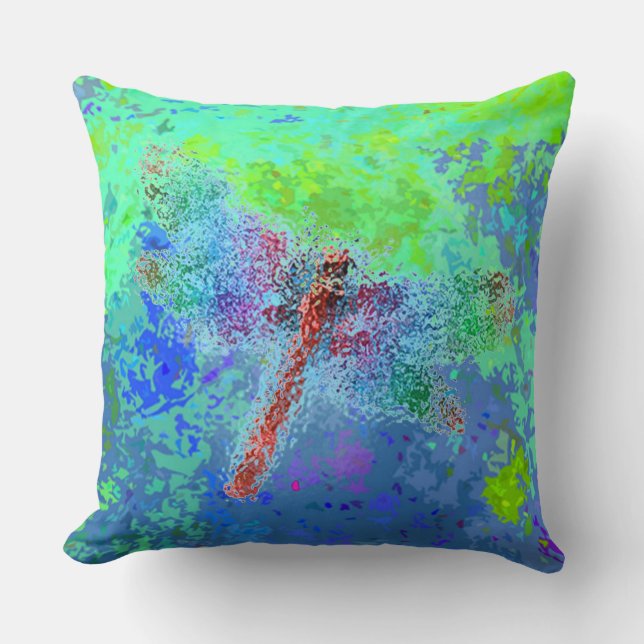 Coussin Dragonfly Abstrait en bleu (Recto)