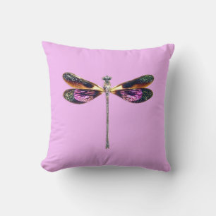 Coussin Dragonfly - argent, or, violet et noir