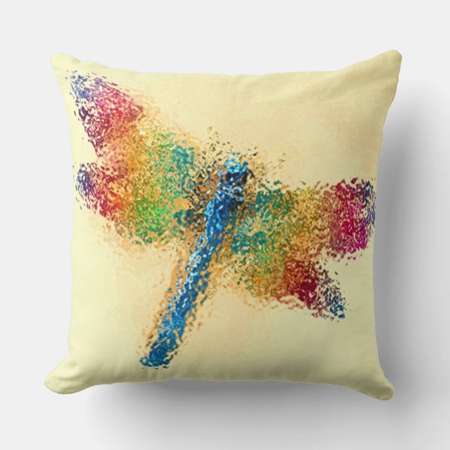 Coussin Dragonfly colorée jaune (Recto)