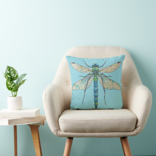 Coussin Dragonfly design insecte art entomologie J'aime le