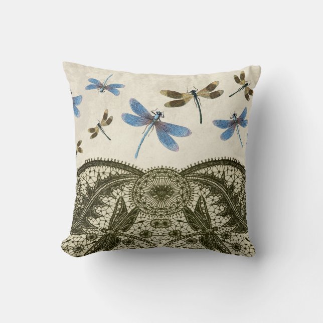 Coussin Dragonfly en dentelle (Recto)