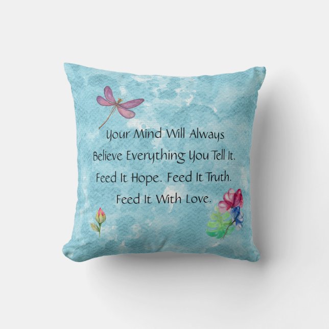 Coussin Dragonfly Et Floral Aquarelle Laver (Recto)