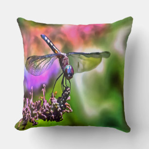 Coussin Dragonfly In Green and Blue Réaliste Painting