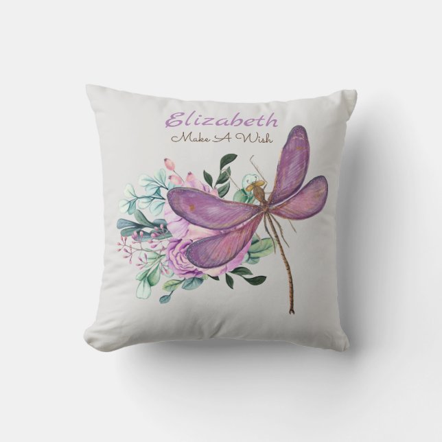 Coussin Dragonfly Make A Wish Purple NOMMÉ Nouveau cadeau  (Recto)