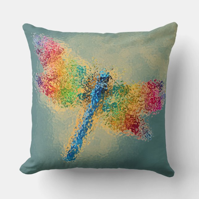 Coussin Dragonfly multicolore Turquoise (Recto)