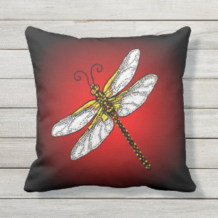 Coussin Dragonfly on Red Arrière - plan