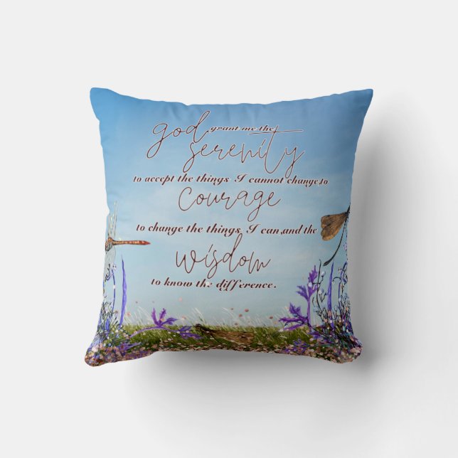 Coussin Dragonfly Serenity Prière Faux Parties scintillant (Verso)