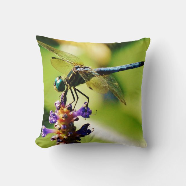 Coussin Dragonfly turquoise et bleue (Recto)